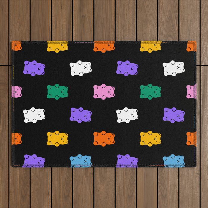 Colorful candy bear pattern art Outdoor Rug Gallery Image 1