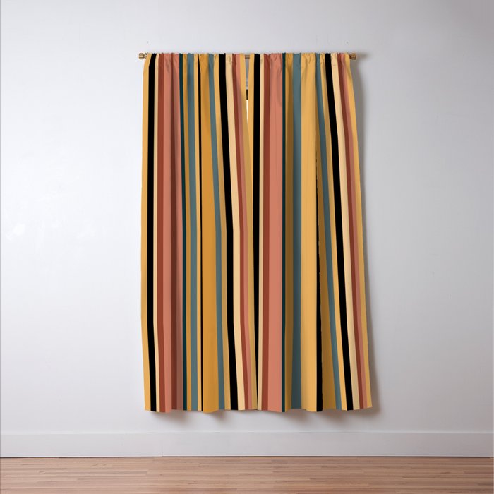 Classic Stripes X - Vintage Neutral Window Curtain Gallery Image 3