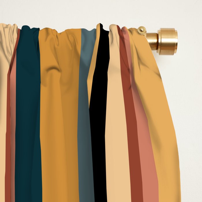 Classic Stripes X - Vintage Neutral Window Curtain Gallery Image 2