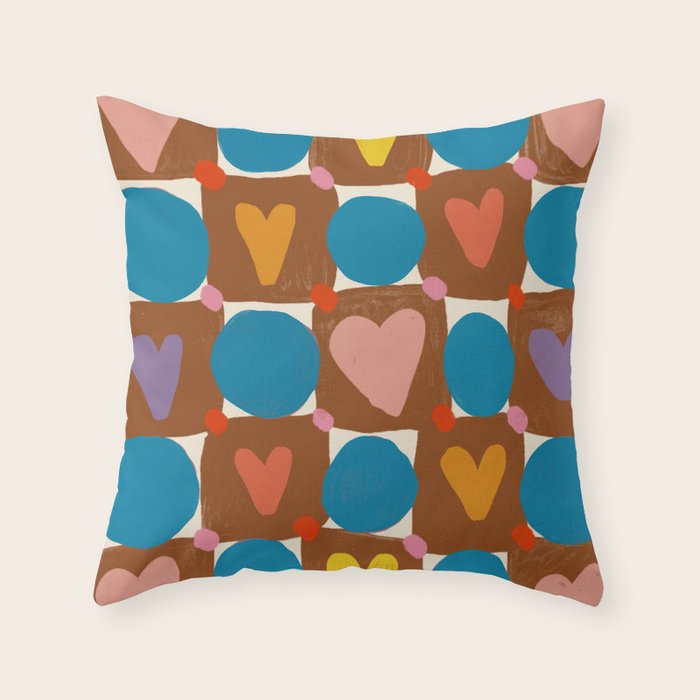 Hearts and Dots Throw Pillow Gallery Image 1