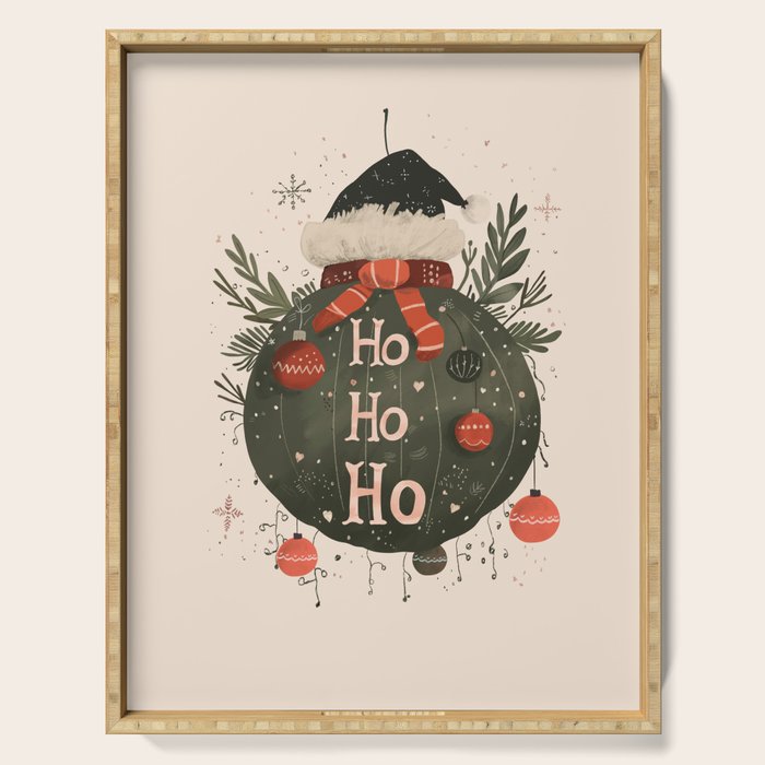 Festive Ho Ho Ho Bauble Serving Tray Gallery Image 1
