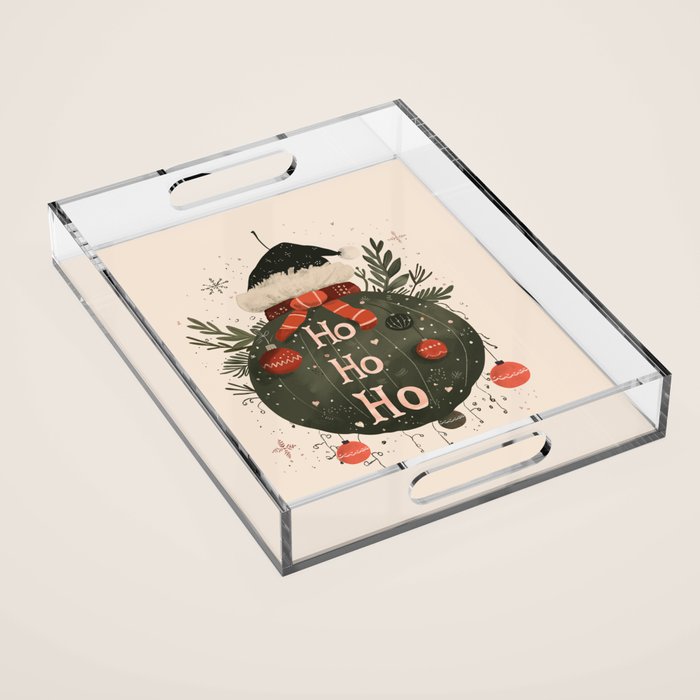Festive Ho Ho Ho Bauble Acrylic Tray Gallery Image 1