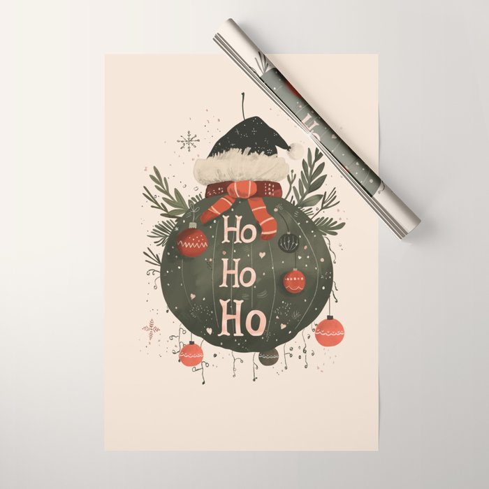 Festive Ho Ho Ho Bauble Wrapping Paper Gallery Image 1