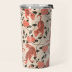 Chinese Tigers Retro Floral Pattern Travel Mug Gallery Image 2