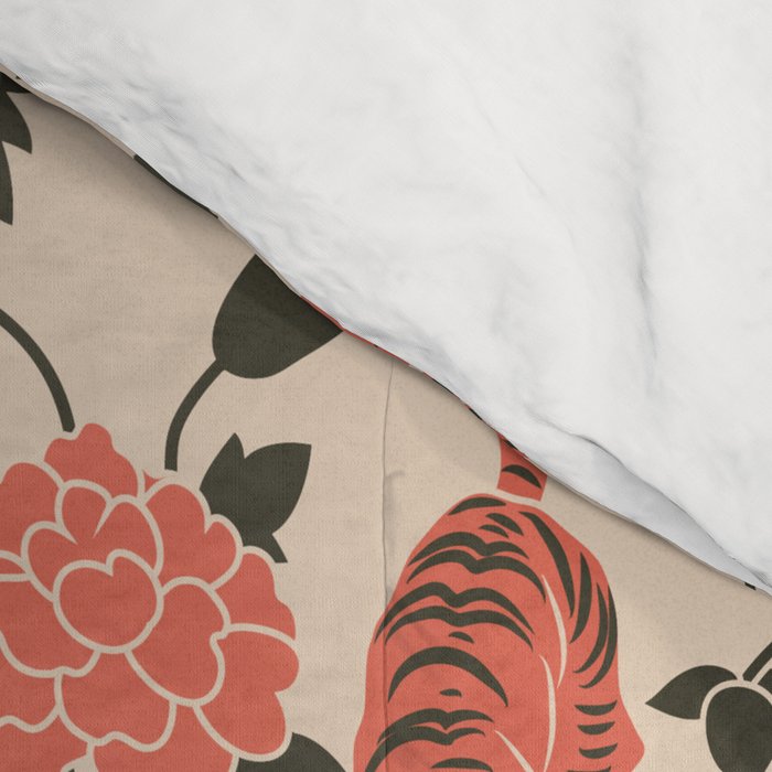 Chinese Tigers Retro Floral Pattern Comforter Gallery Image 4