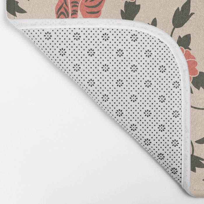 Chinese Tigers Retro Floral Pattern Bath Mat Gallery Image 2