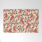 Chinese Tigers Retro Floral Pattern Welcome Mat Gallery Image 1