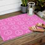 Peace Symbols - Pink Outdoor Rug Gallery Image 2