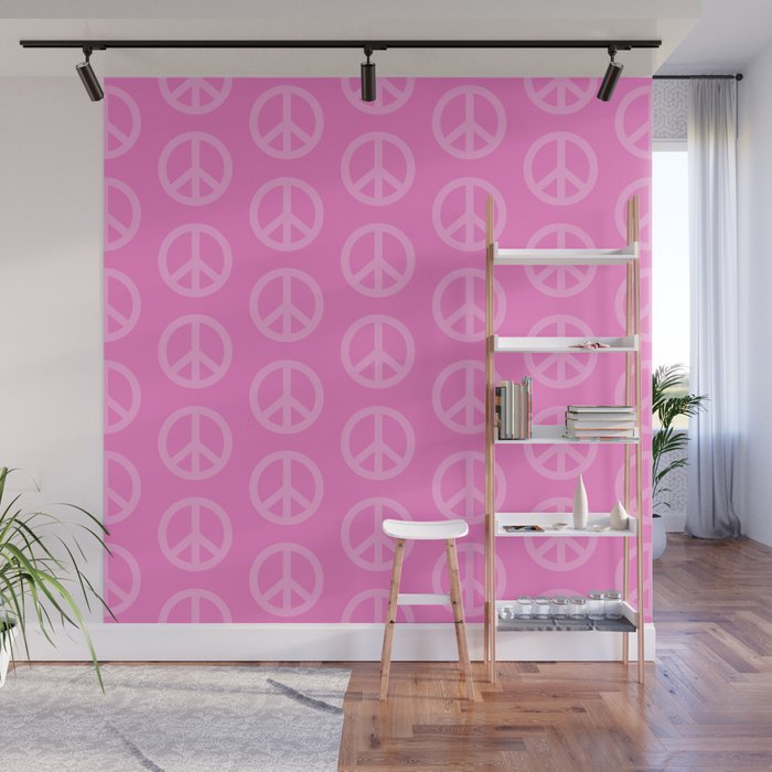 Peace Symbols - Pink Wall Mural Gallery Image 1