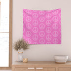 Peace Symbols - Pink Wall Tapestry Gallery Image 2