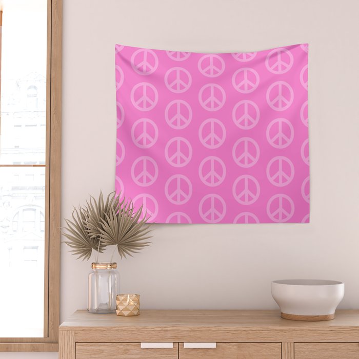 Peace Symbols - Pink Wall Tapestry Gallery Image 2