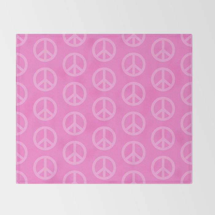 Peace Symbols - Pink Throw Blanket Gallery Image 2