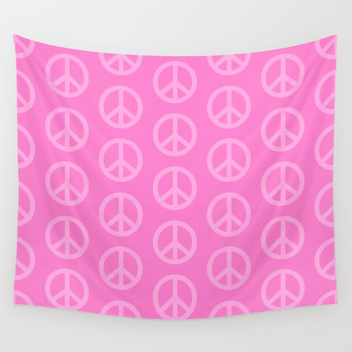 Peace Symbols - Pink Wall Tapestry Gallery Image 4
