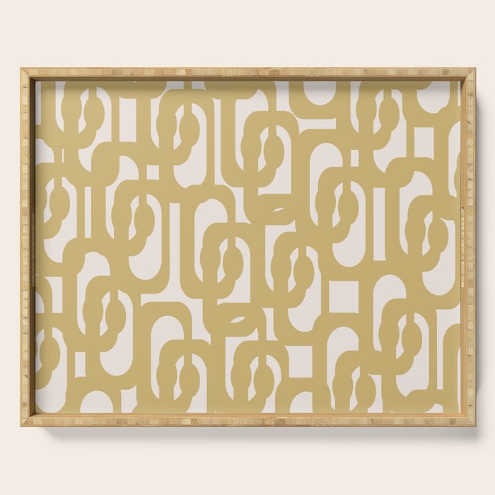 Mid Century Modern Loop Pattern in Muted Dijon Gold and Cream Serving Tray Gallery Image 1