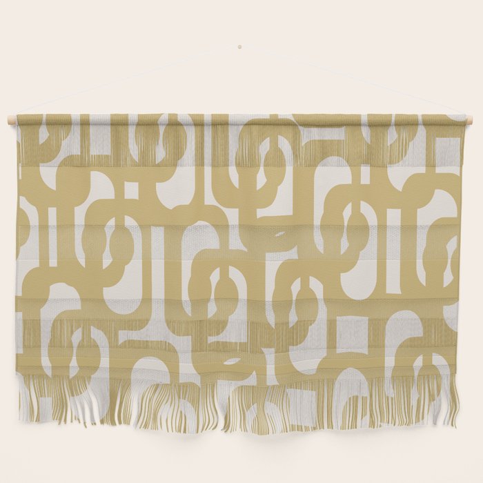 Mid Century Modern Loop Pattern in Muted Dijon Gold and Cream Wall Hanging Gallery Image 1