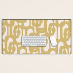 Mid Century Modern Loop Pattern in Muted Dijon Gold and Cream Desk Mat Gallery Image 1