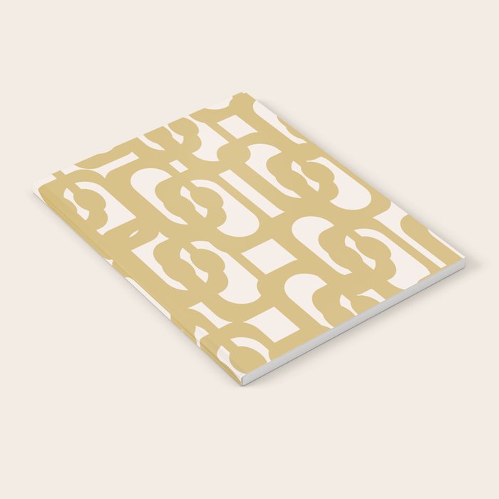 Mid Century Modern Loop Pattern in Muted Dijon Gold and Cream Notebook Gallery Image 2