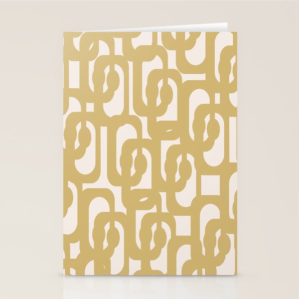 Mid Century Modern Loop Pattern in Muted Dijon Gold and Cream Stationery Card Gallery Image 2