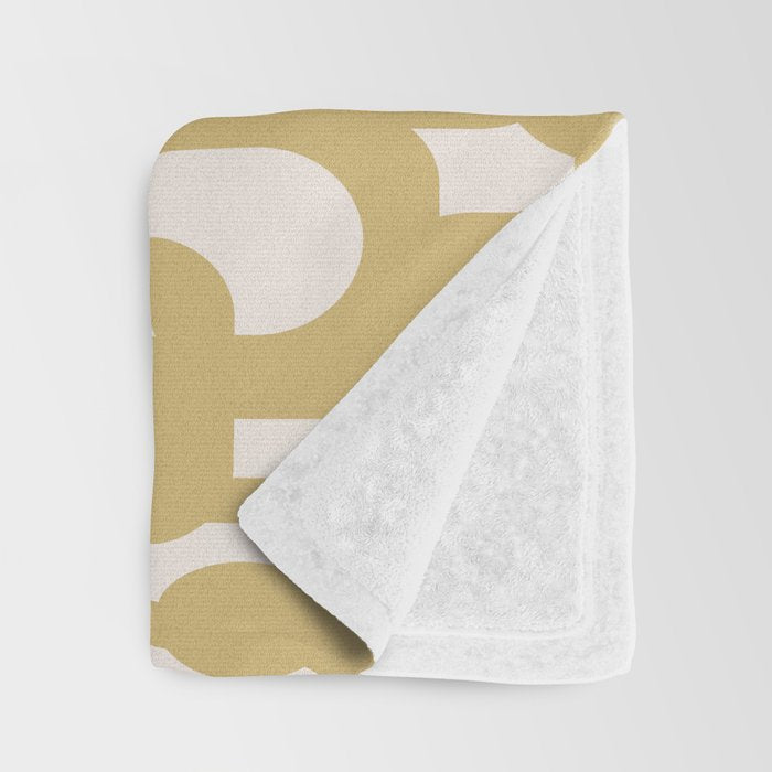 Mid Century Modern Loop Pattern in Muted Dijon Gold and Cream Throw Blanket Gallery Image 3