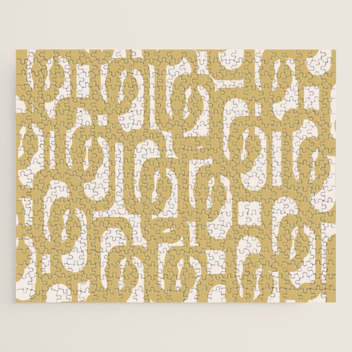 Mid Century Modern Loop Pattern in Muted Dijon Gold and Cream Jigsaw Puzzle Gallery Image 1
