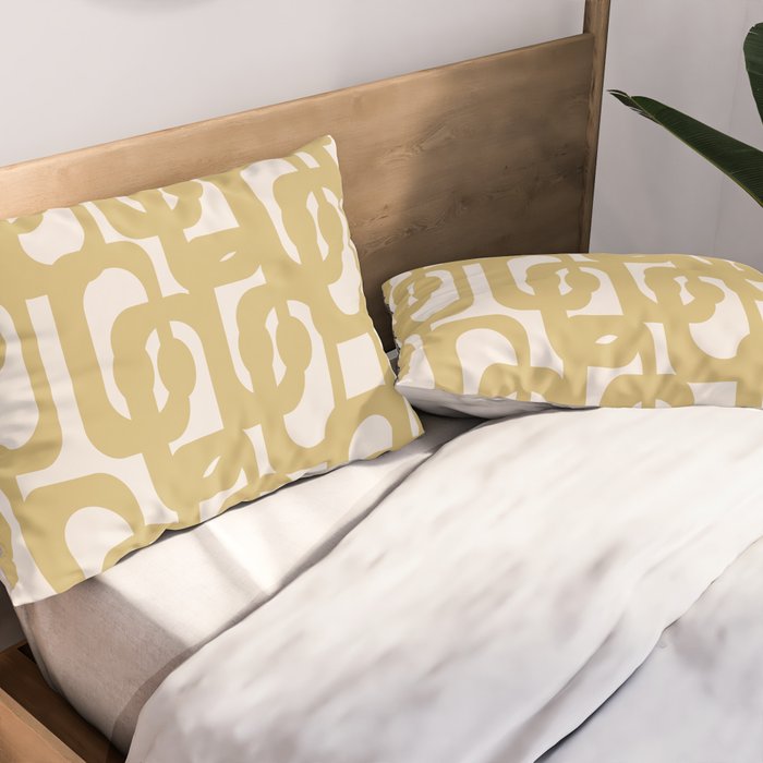 Mid Century Modern Loop Pattern in Muted Dijon Gold and Cream Pillow Sham Gallery Image 2