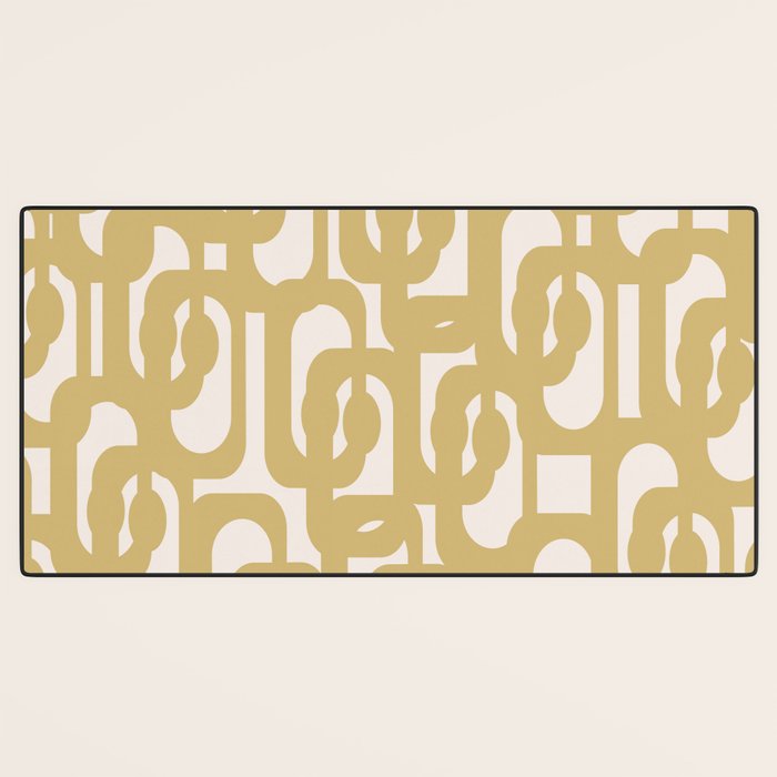 Mid Century Modern Loop Pattern in Muted Dijon Gold and Cream Desk Mat Gallery Image 3