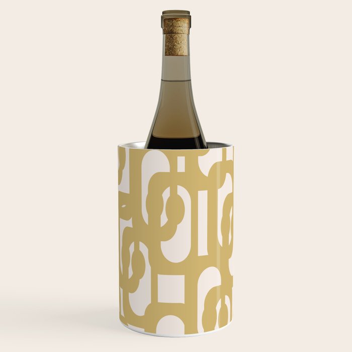 Mid Century Modern Loop Pattern in Muted Dijon Gold and Cream Wine Chiller Gallery Image 3