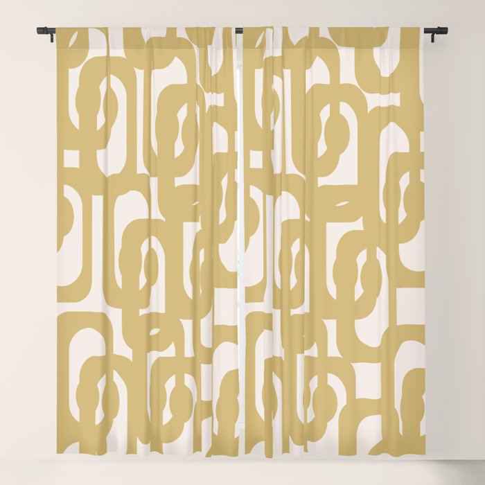 Mid Century Modern Loop Pattern in Muted Dijon Gold and Cream Window Curtain Gallery Image 5