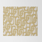 Mid Century Modern Loop Pattern in Muted Dijon Gold and Cream Throw Blanket Gallery Image 2