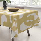 Mid Century Modern Loop Pattern in Muted Dijon Gold and Cream Tablecloth Gallery Image 3