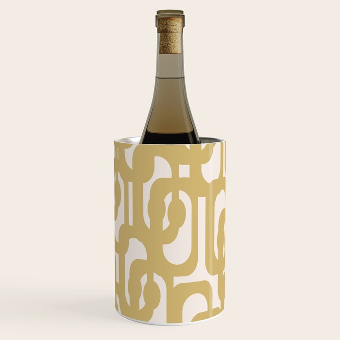 Mid Century Modern Loop Pattern in Muted Dijon Gold and Cream Wine Chiller Gallery Image 2