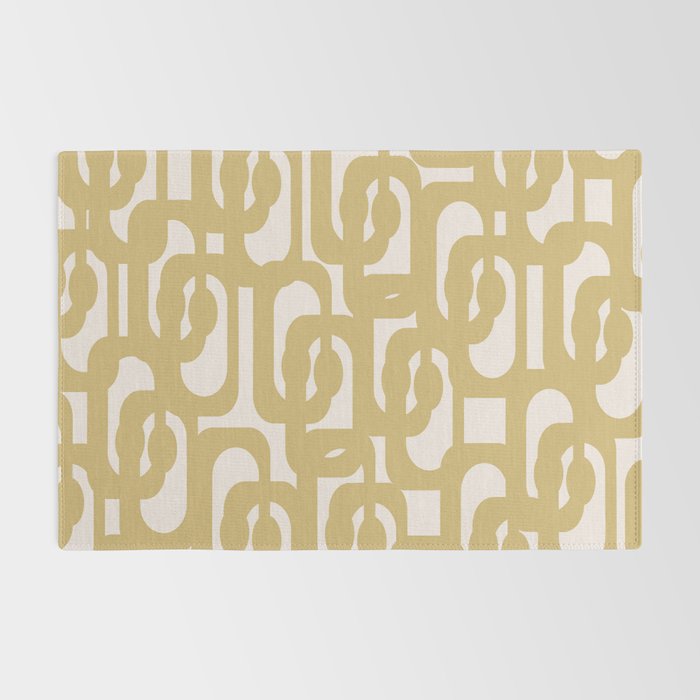 Mid Century Modern Loop Pattern in Muted Dijon Gold and Cream Rug Gallery Image 2