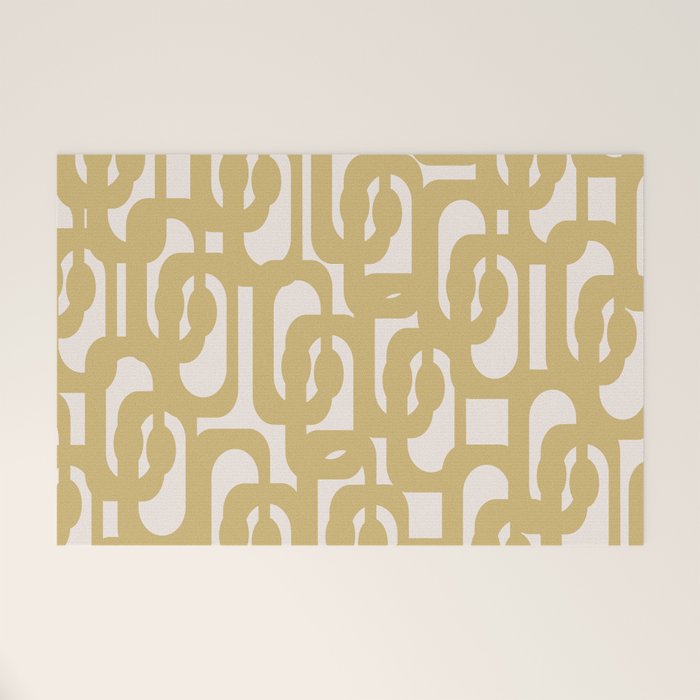 Mid Century Modern Loop Pattern in Muted Dijon Gold and Cream Welcome Mat Gallery Image 1