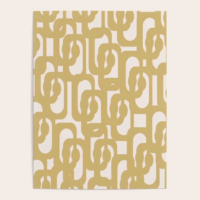 Mid Century Modern Loop Pattern in Muted Dijon Gold and Cream Poster Gallery Image 4