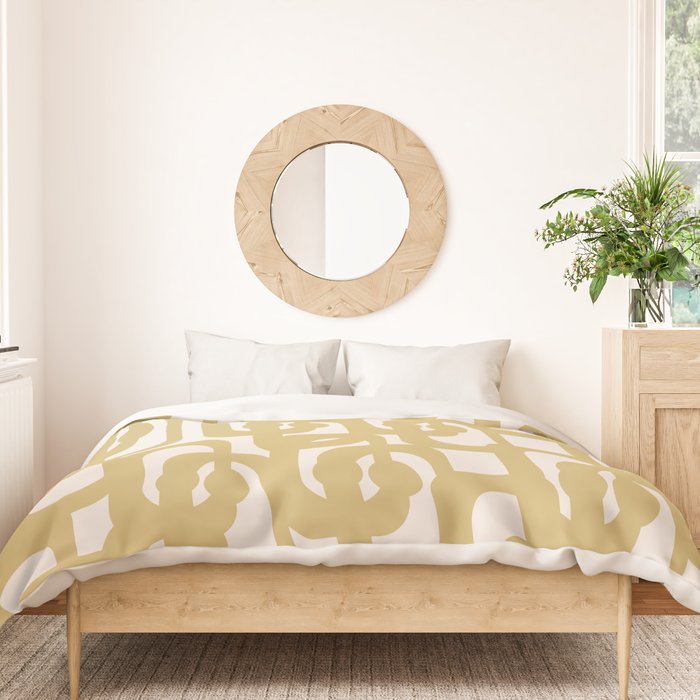 Mid Century Modern Loop Pattern in Muted Dijon Gold and Cream Duvet Cover Gallery Image 3