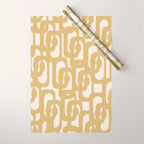 Mid Century Modern Loop Pattern in Muted Dijon Gold and Cream Wrapping Paper Gallery Image 1