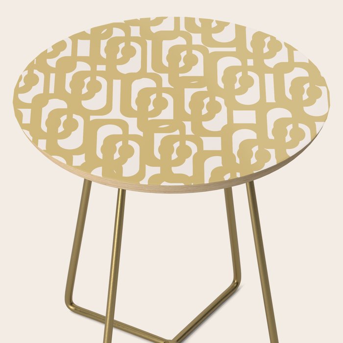 Mid Century Modern Loop Pattern in Muted Dijon Gold and Cream Side Table Gallery Image 2