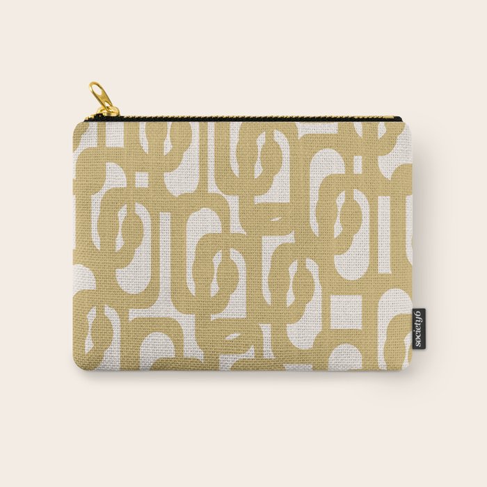 Mid Century Modern Loop Pattern in Muted Dijon Gold and Cream Carry All Pouch Gallery Image 1