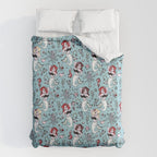 Molly Mermaid vintage pinup inspired nautical tattoo Duvet Cover Gallery Image 6