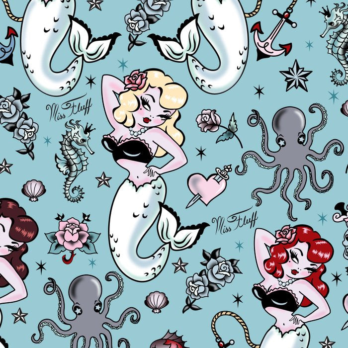 Molly Mermaid vintage pinup inspired nautical tattoo Coffee Mug Gallery Image 2