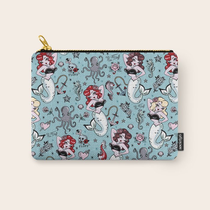Molly Mermaid vintage pinup inspired nautical tattoo Carry All Pouch Gallery Image 1