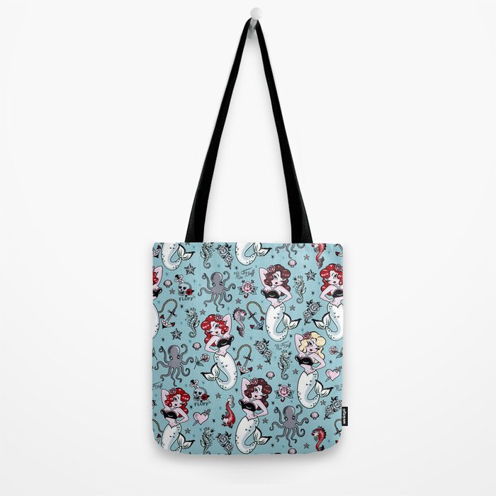 Molly Mermaid vintage pinup inspired nautical tattoo Tote Bag Gallery Image 2