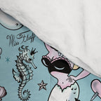 Molly Mermaid vintage pinup inspired nautical tattoo Comforter Gallery Image 4
