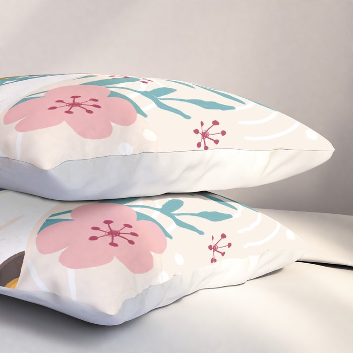 Japanese Lucky Cat with Cherry Blossoms Pillow Sham Gallery Image 3