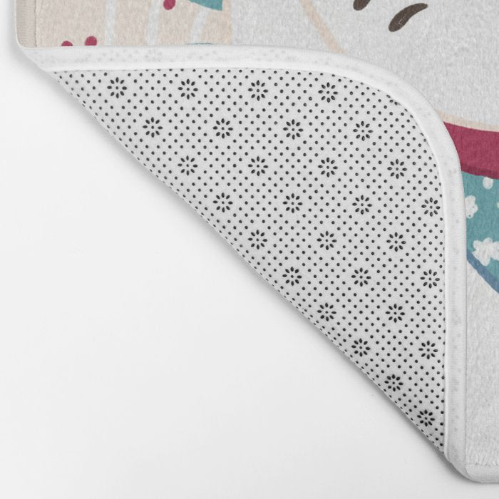 Japanese Lucky Cat with Cherry Blossoms Bath Mat Gallery Image 2