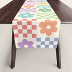 Colorful Flowers Double Checker Table Runner Gallery Image 1