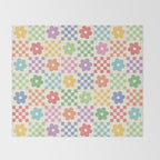 Colorful Flowers Double Checker Throw Blanket Gallery Image 2
