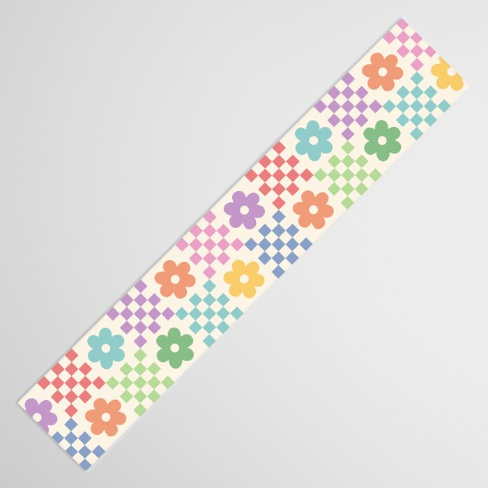 Colorful Flowers Double Checker Table Runner Gallery Image 3