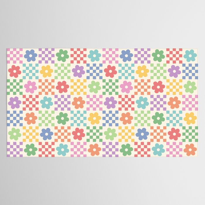 Colorful Flowers Double Checker Tablecloth Gallery Image 2