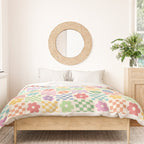 Colorful Flowers Double Checker Duvet Cover Gallery Image 3